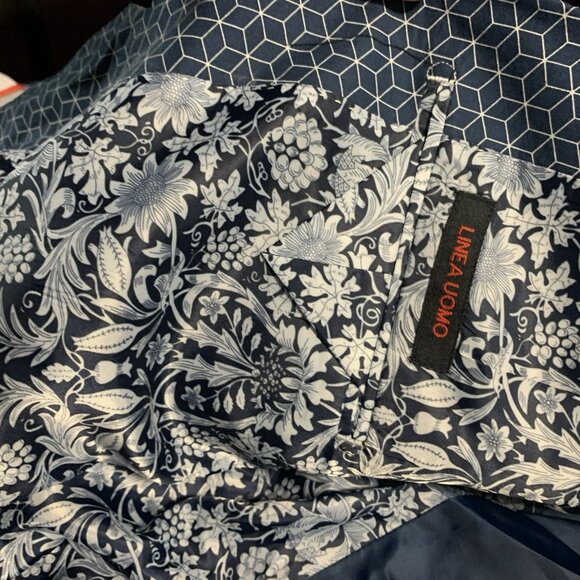 NEW Linea Uomo 46L Blue White Striped Cotton 2 Button Jacket Sport Blazer - Picture 13 of 13